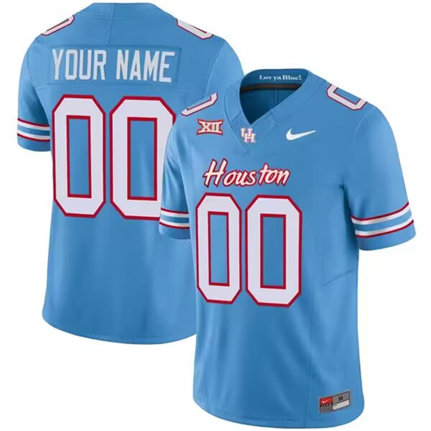 Men's Light Blue Houston Cougars Active Player Custom F.U.S.E 'Oilers Inspired' Limited Stitched Jersey